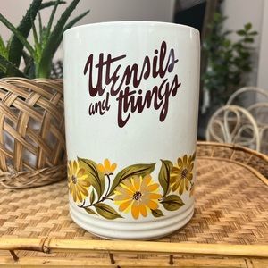 Vintage CAPRI Bake Serve'n Store Stoneware Utensil Jar